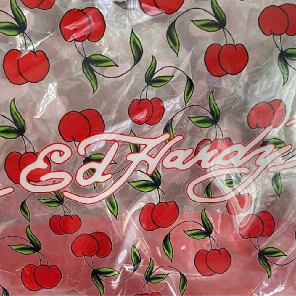 Ed Hardy Transparent Tote with Cherry Design - Red NWT - Picture 4 of 5